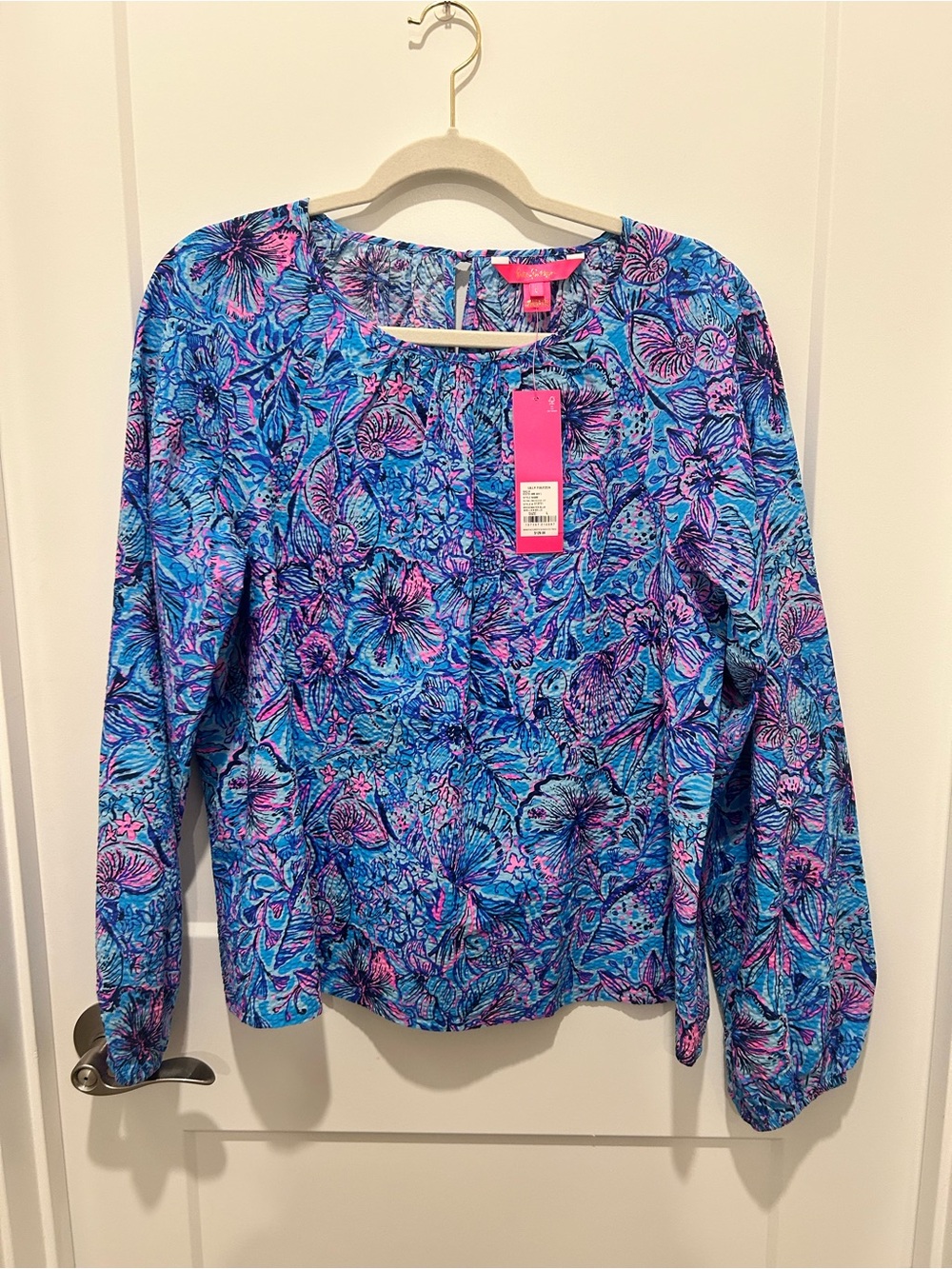 Lilly Pulitzer NWT Blue & Pink Floral Long-Sleeve Tee